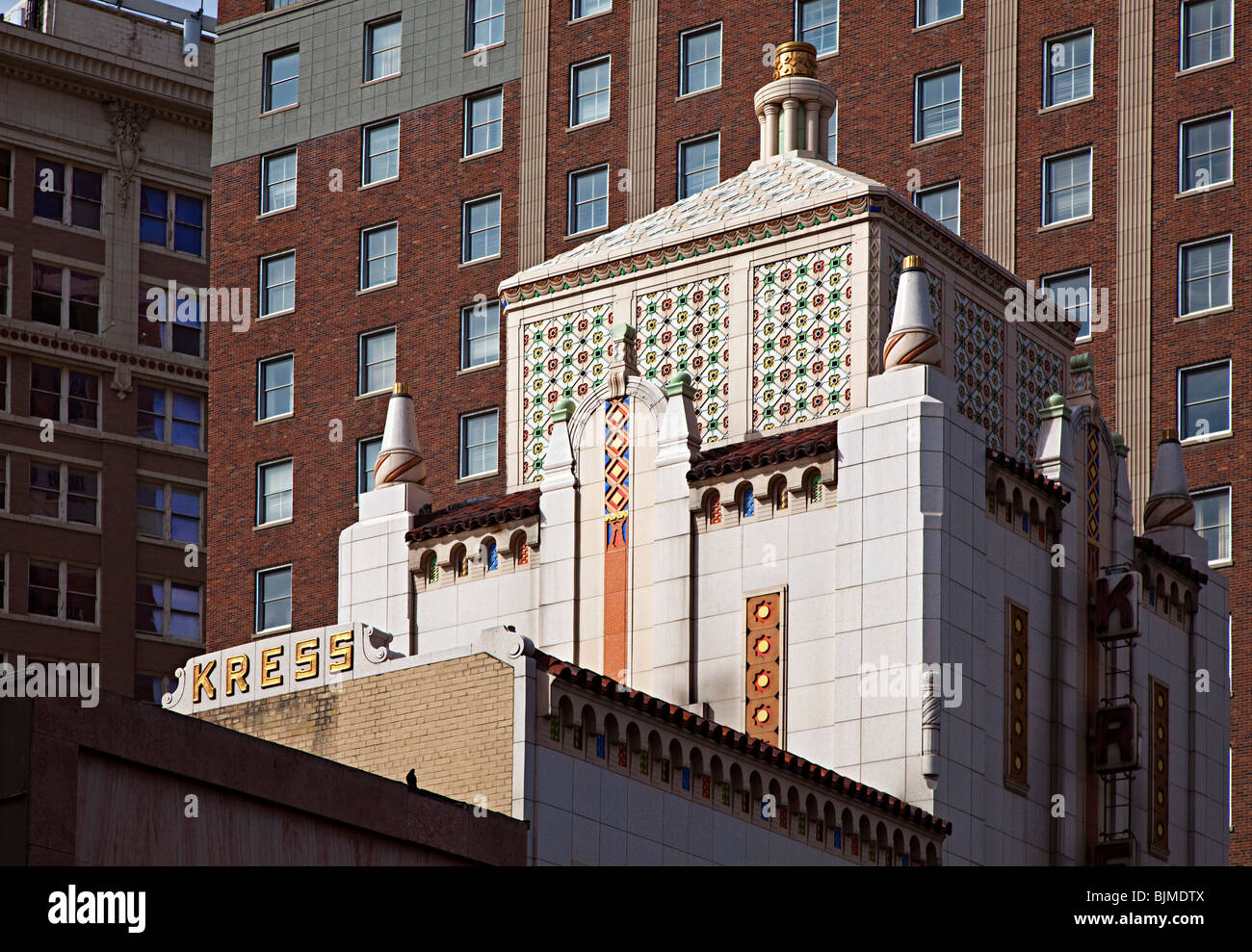 Classic architecture in the Kress building mixing old and new styles El Paso Texas USA Stock Photo