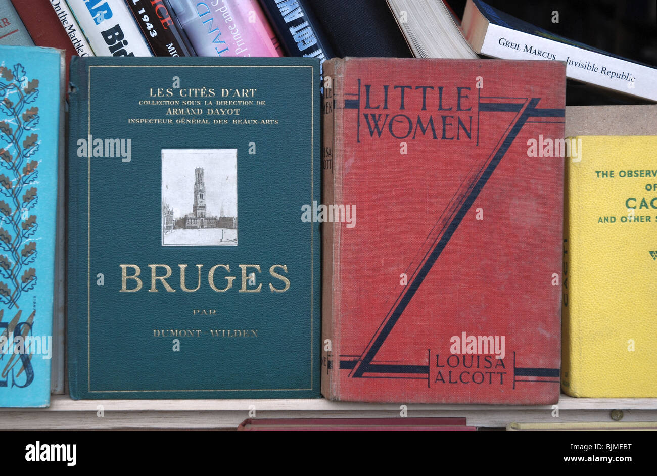 Copy of 'Little Woman' in the window of a secondhand bookshop, Edinburgh, Scotland. Stock Photo