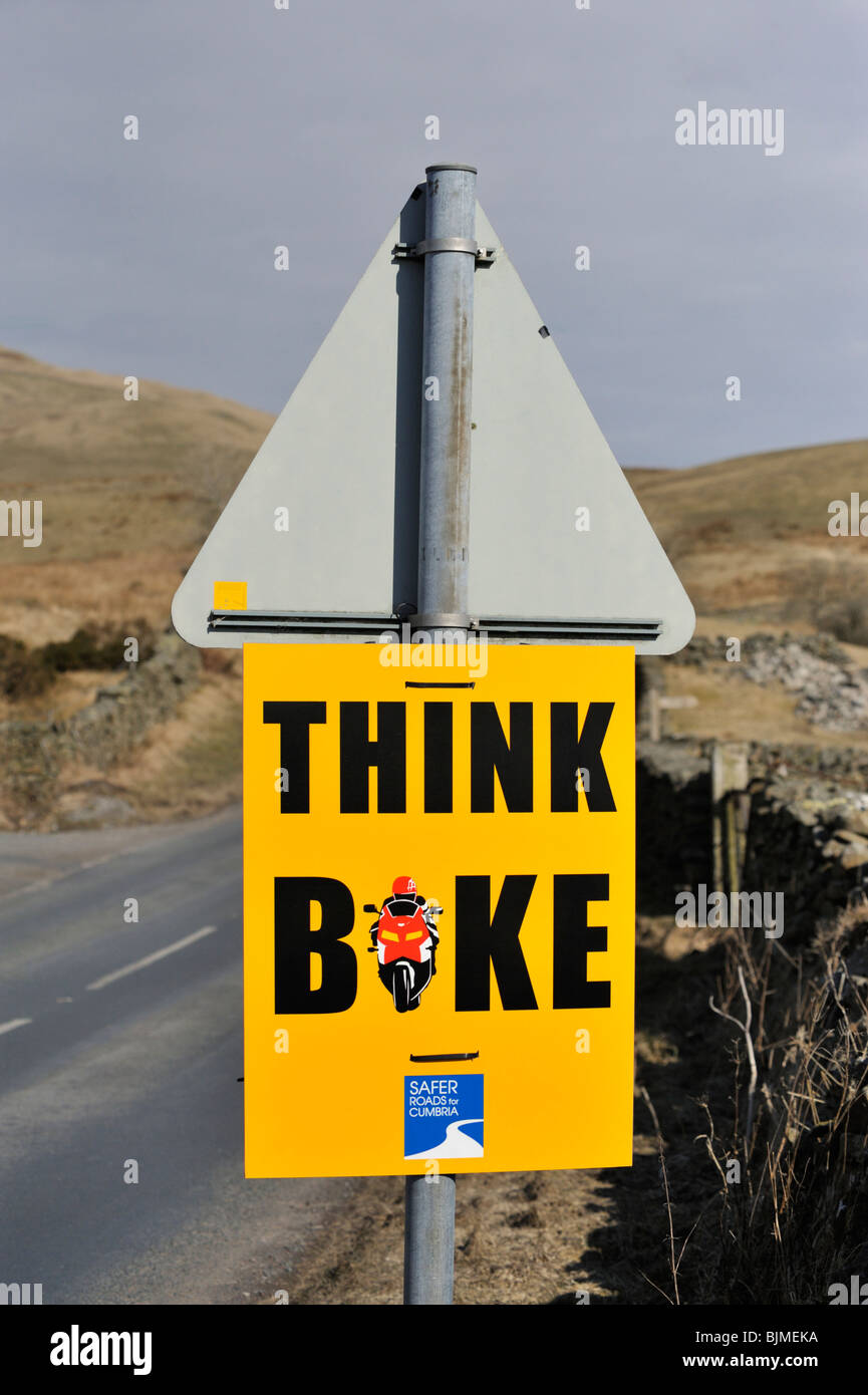 'THINK BIKE'. Safer roads for Cumbria poster. Cumbria, England, United Kingdom, Europe. Stock Photo