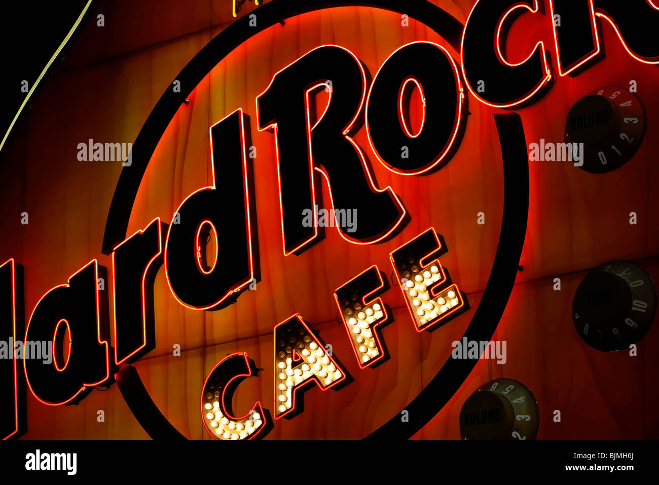 Guitar of the Hard Rock hotel on the Paradise Road, detail, Las Vegas, USA Stock Photo