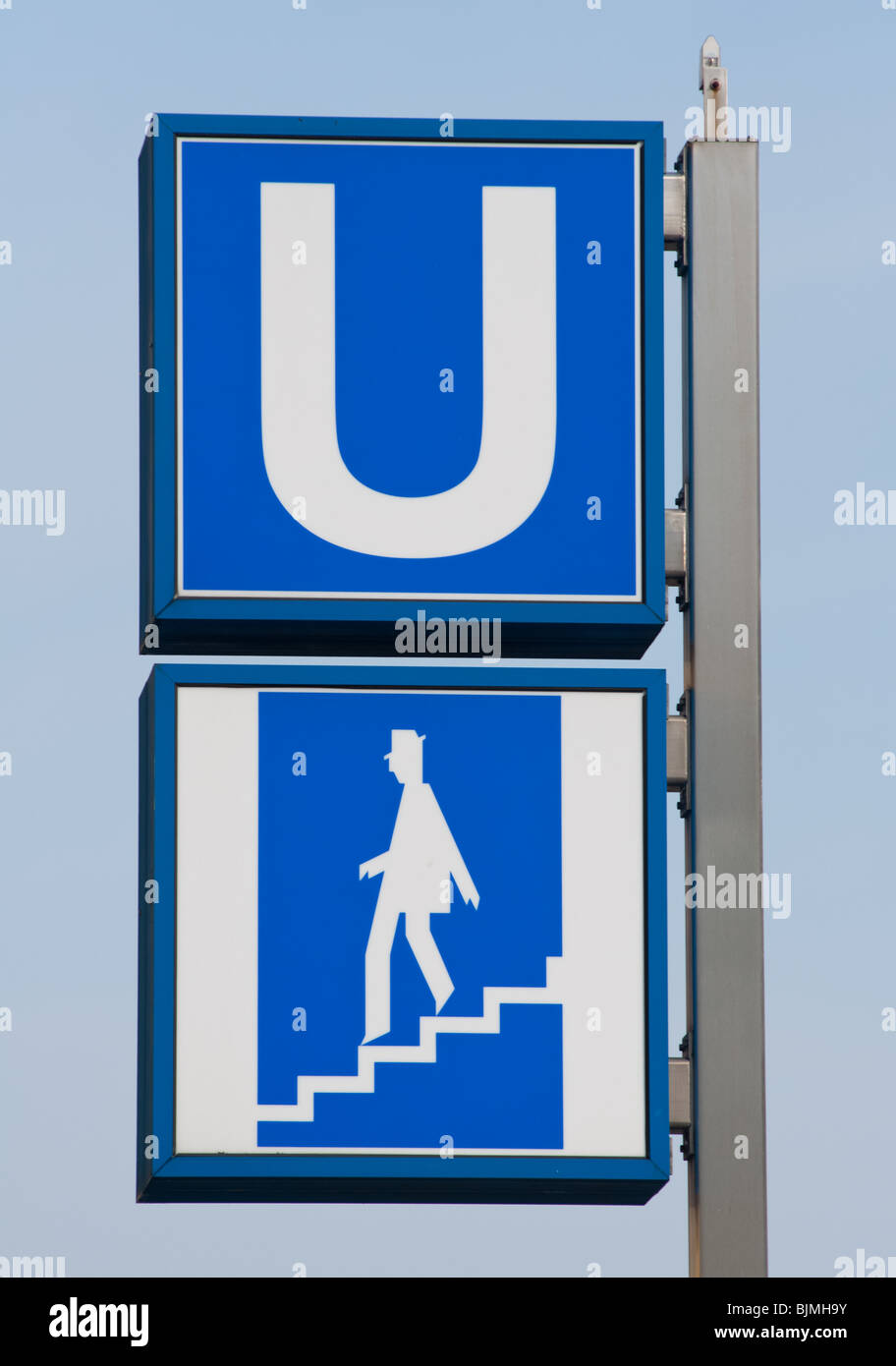 U-Bahn subway sign, Munich, Germany. Stock Photo