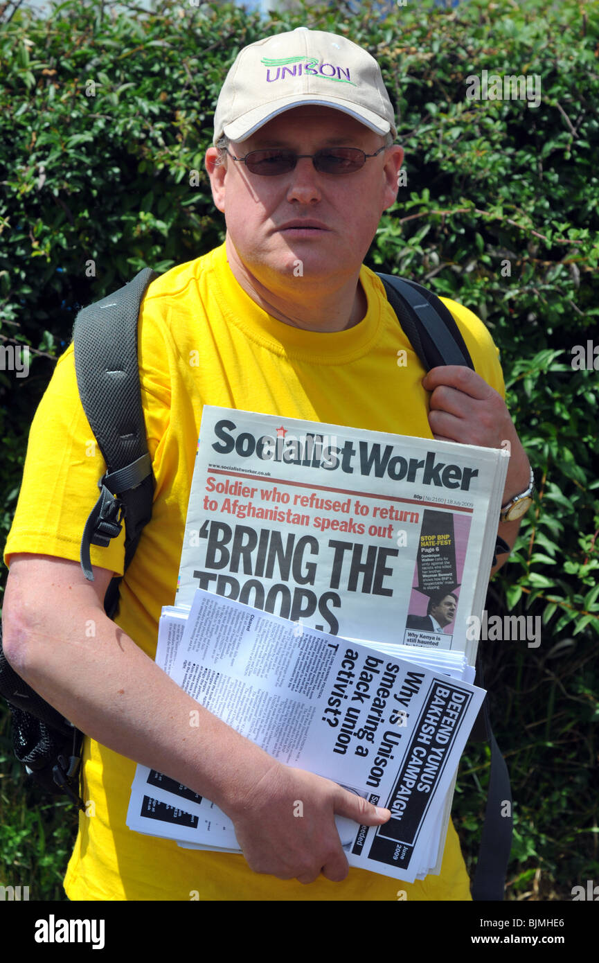 Socialist Worker newspaper seller Stock Photo