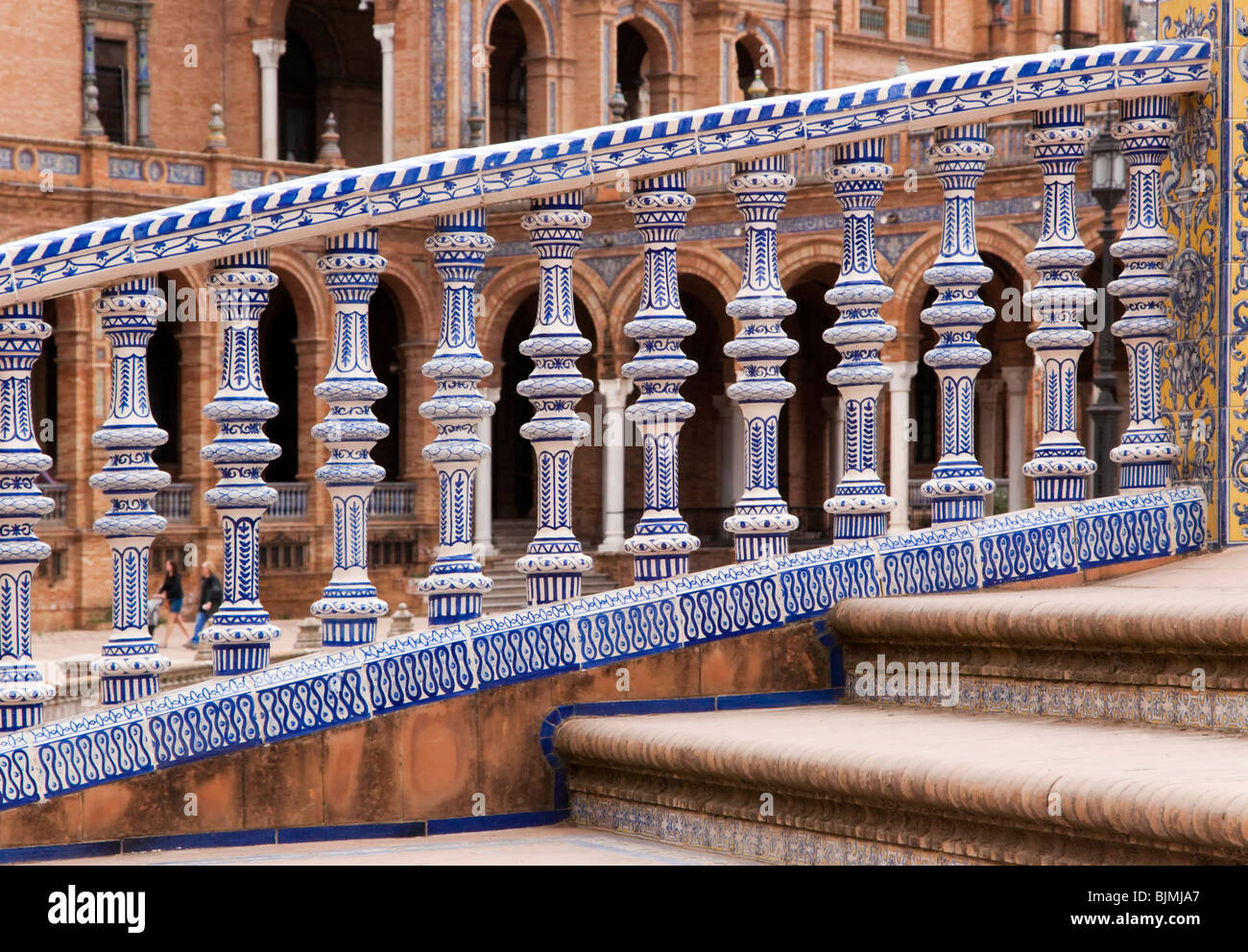 Railing made of porcelain, detail, on the Plaza de Espana square in ...