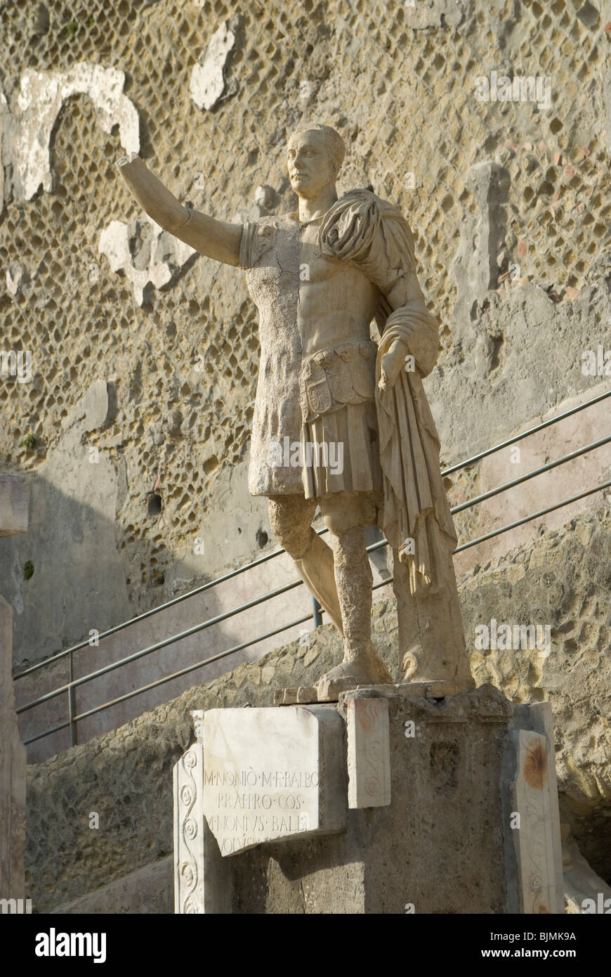 Italy, Campania, Ercolano, archaeological district, excavations of the Roman town of Herkulaneum, Terrazzo di M. Nonio Balbo Stock Photo