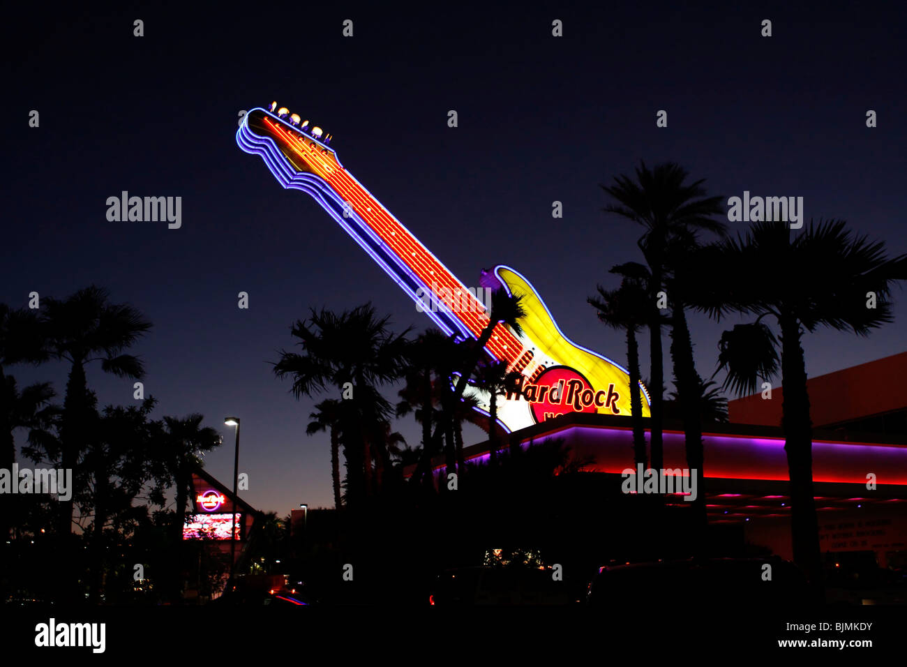 Guitar of the Hard Rock hotel on the Paradise Road, Las Vegas, USA ...