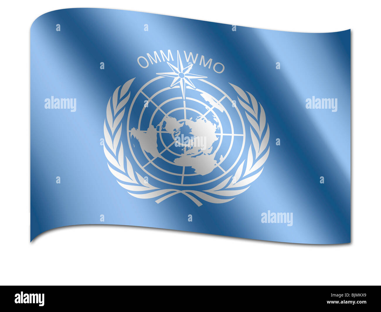 Flag of the World Meteorological Organization, WMO Stock Photo