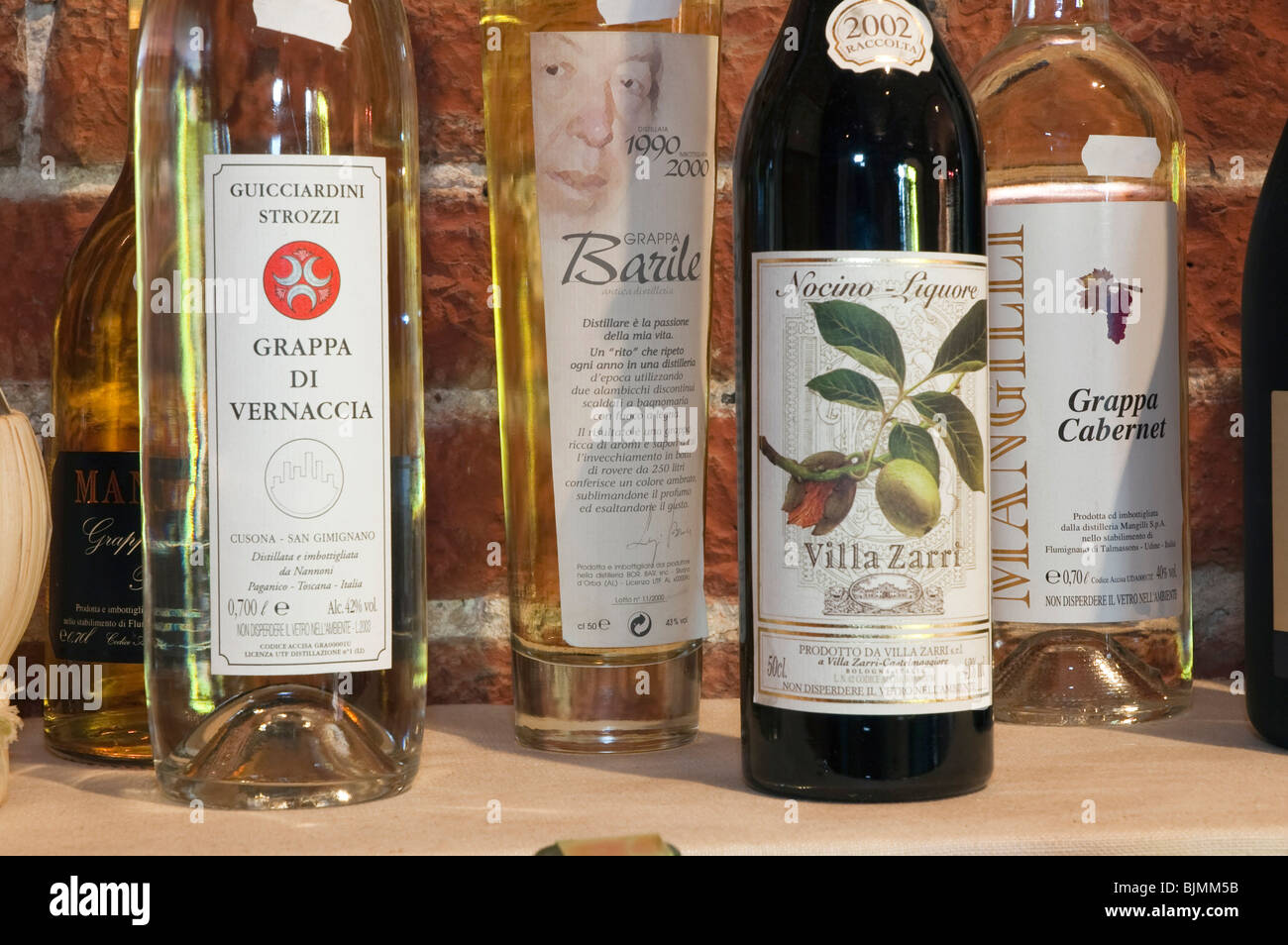 Grappa bottles enoteca italiana wine hires stock photography and
