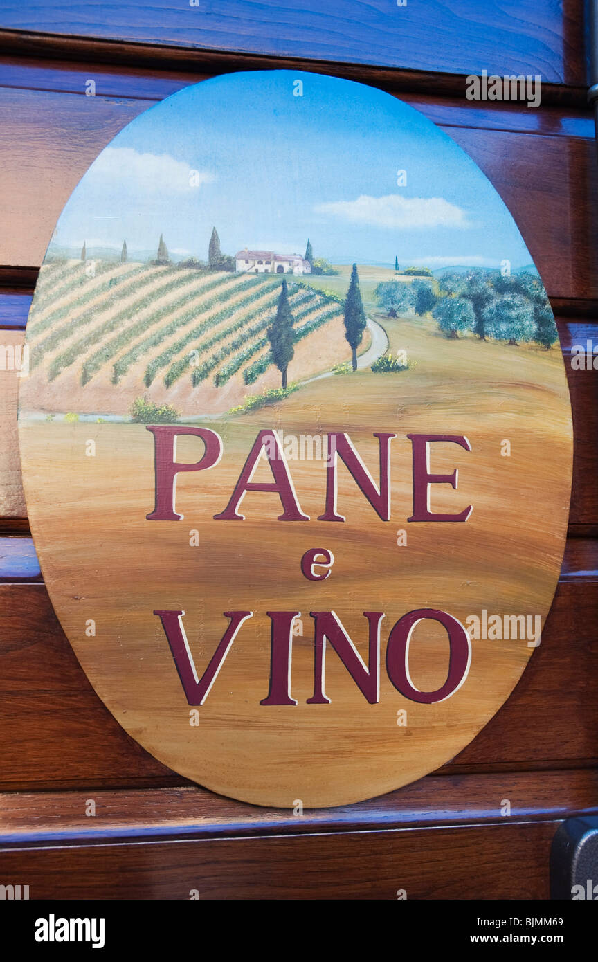 Wine shop sign, Pienza, Tuscany, Italy, Europe Stock Photo Alamy