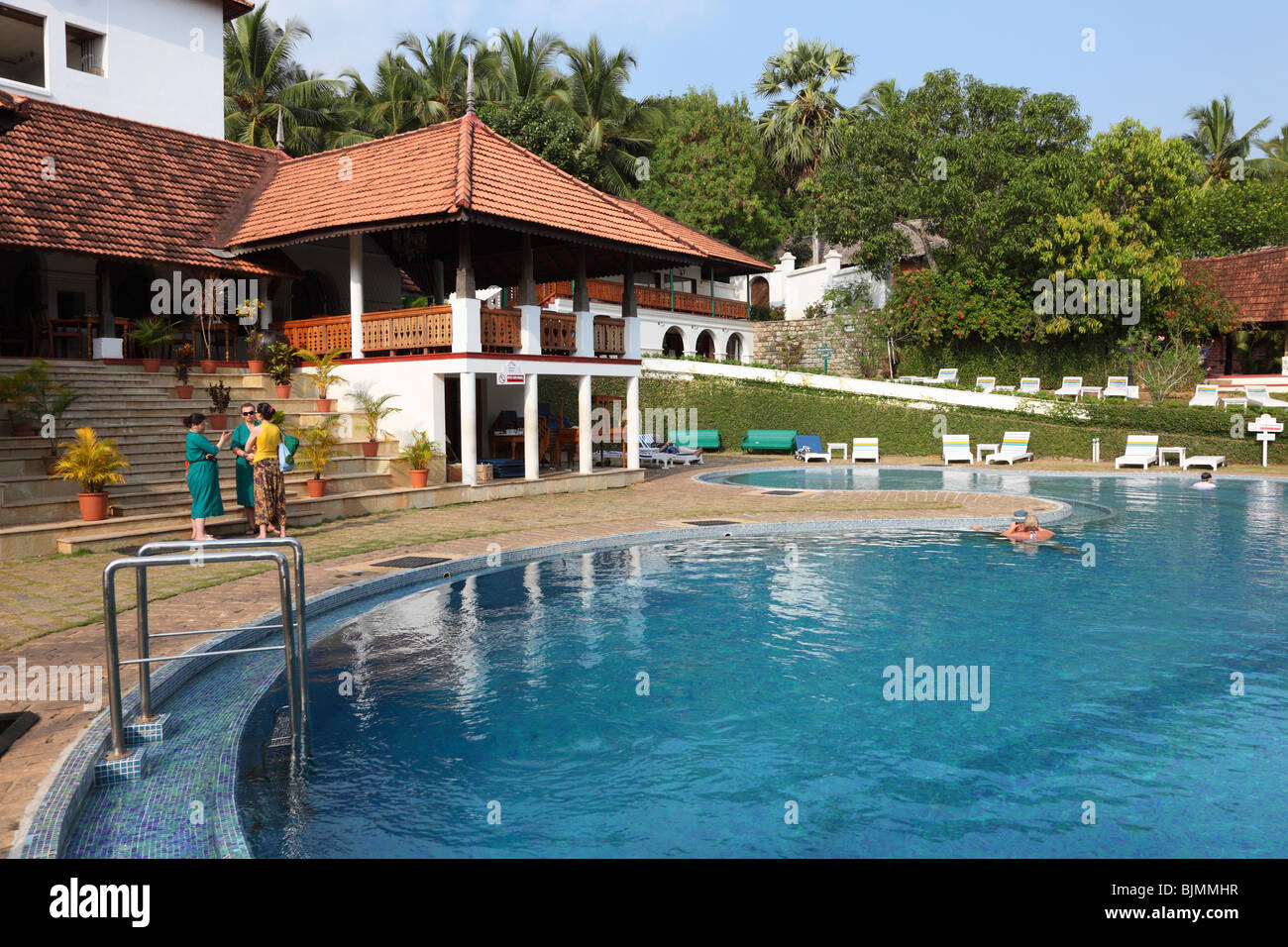 Swimming pool, hotel south of Kovalam, Kerala, southern India, India, Asia Stock Photo