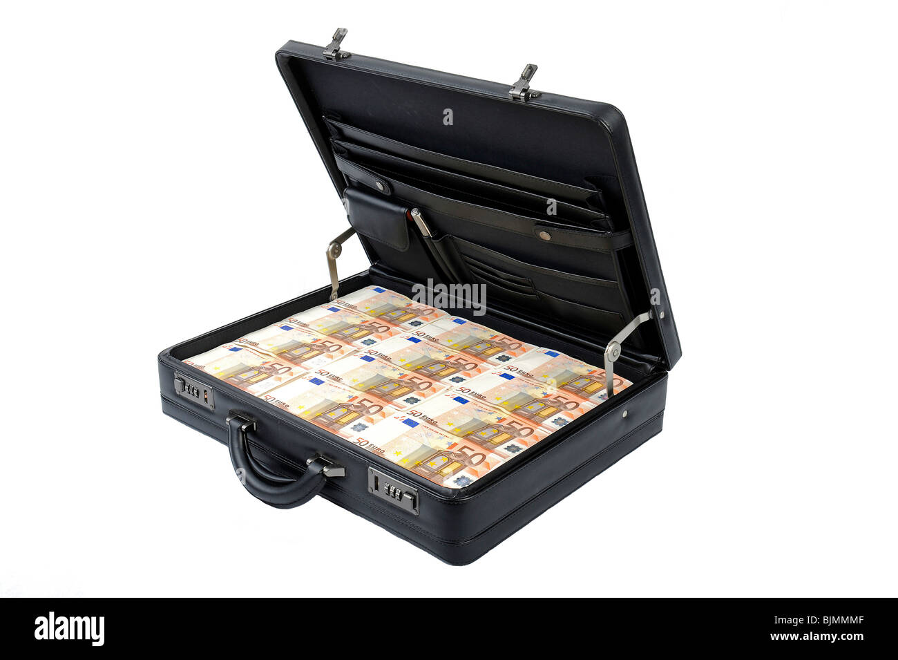 Suitcase full of money, 50 euro notes, symbolic image for prosperity