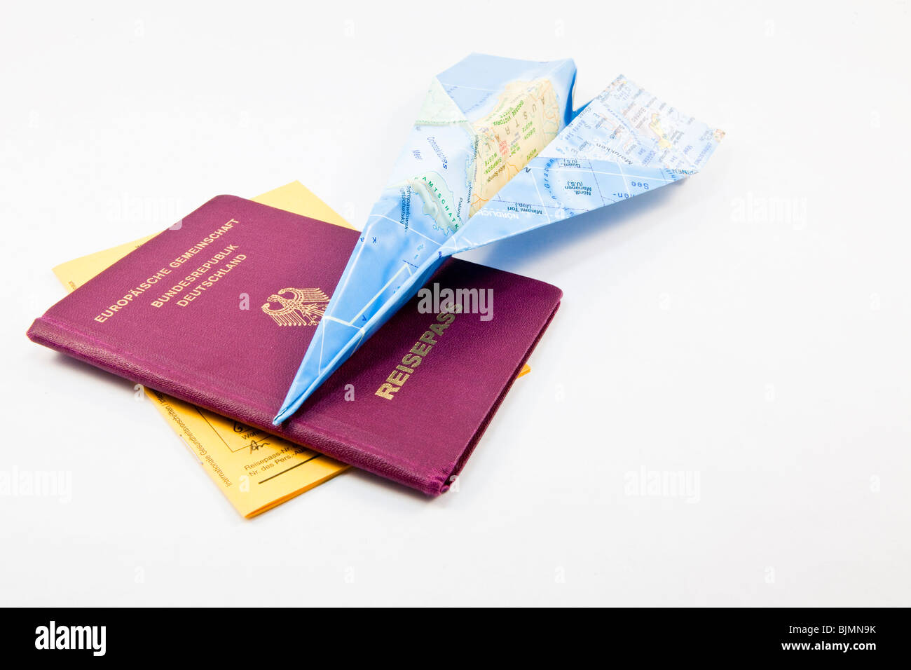 Passport and vaccination certificate for air travel Stock Photo