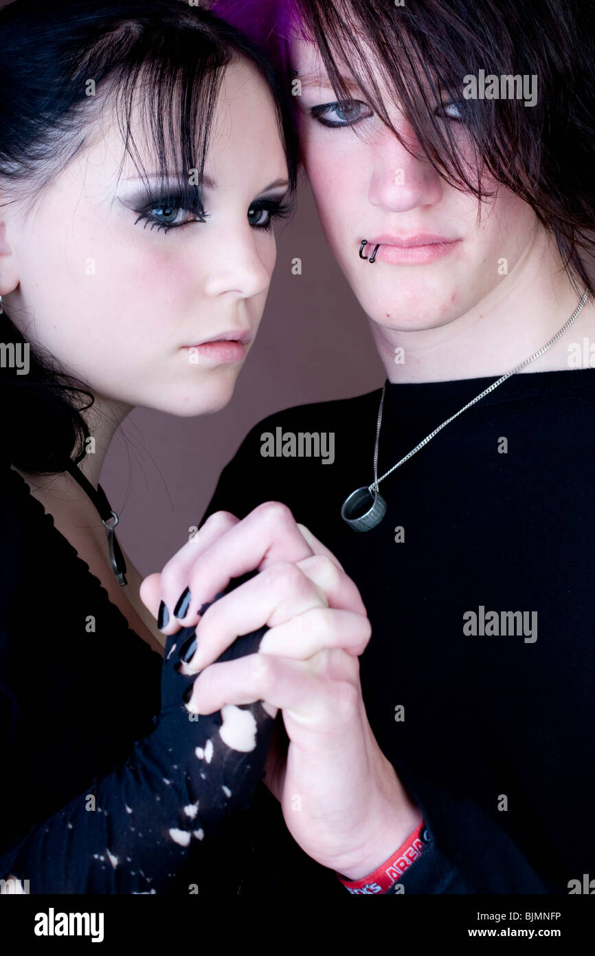 Couple, Gothic, emo, music, thoughtful Stock Photo