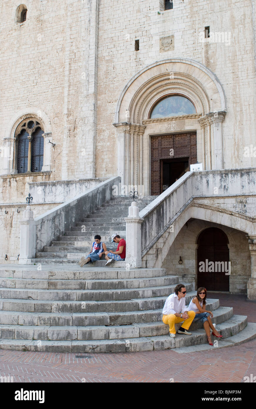 Italien, Umbrien, Gubbio, Palazzo dei Consoli, Treppe | Italy, Umbria, Gubbio, Palazzo dei Consoli, stairs Stock Photo