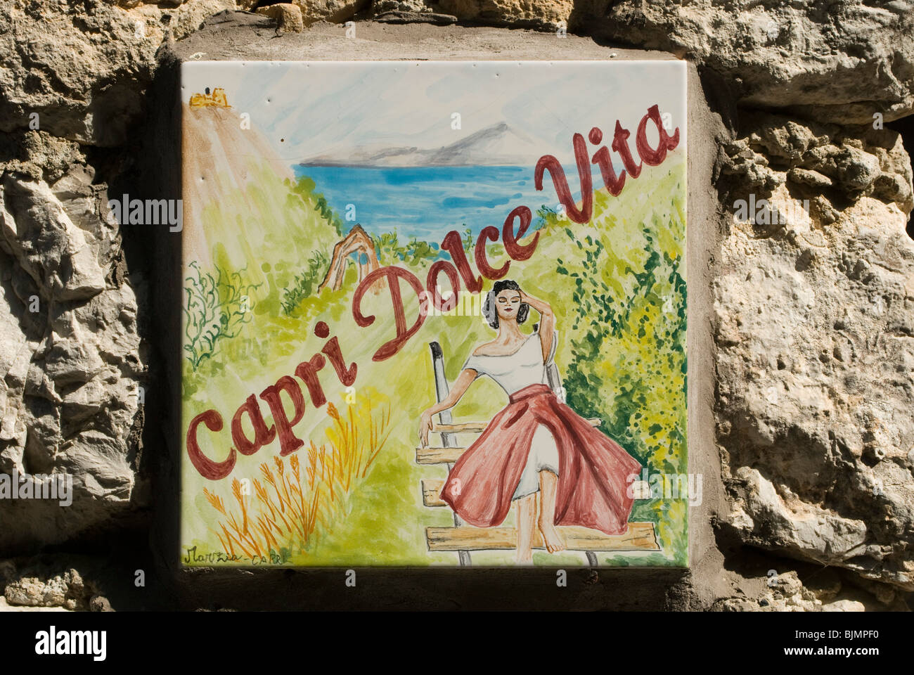 Italien, Kampanien, Capri, Kachel Dolce Vita | Italy, Campania, Capri, tile Dolce Vita Stock Photo