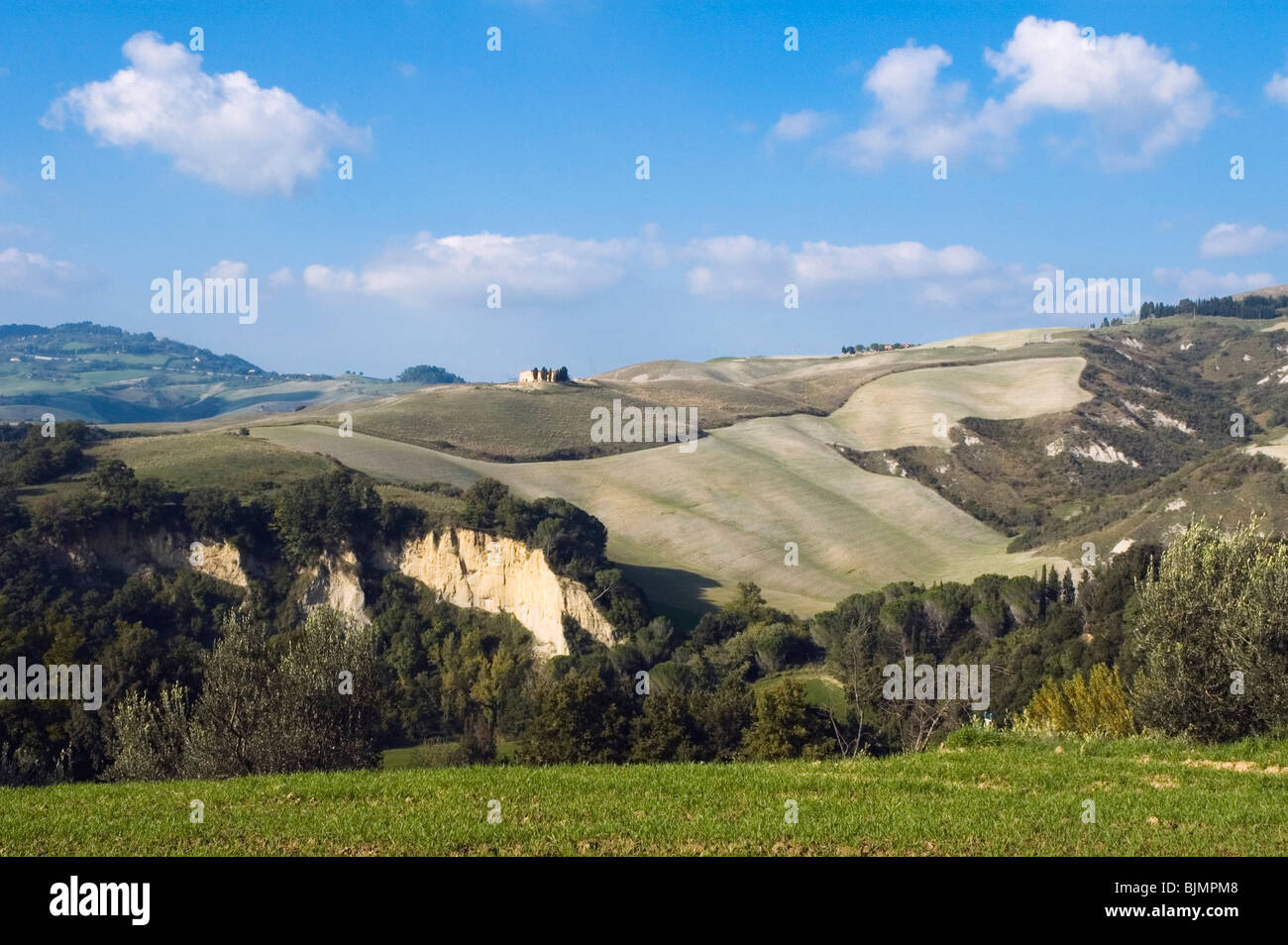 Hilly landscape, Volterra-Mazzola, Tuscany, Italy, Europe Stock Photo