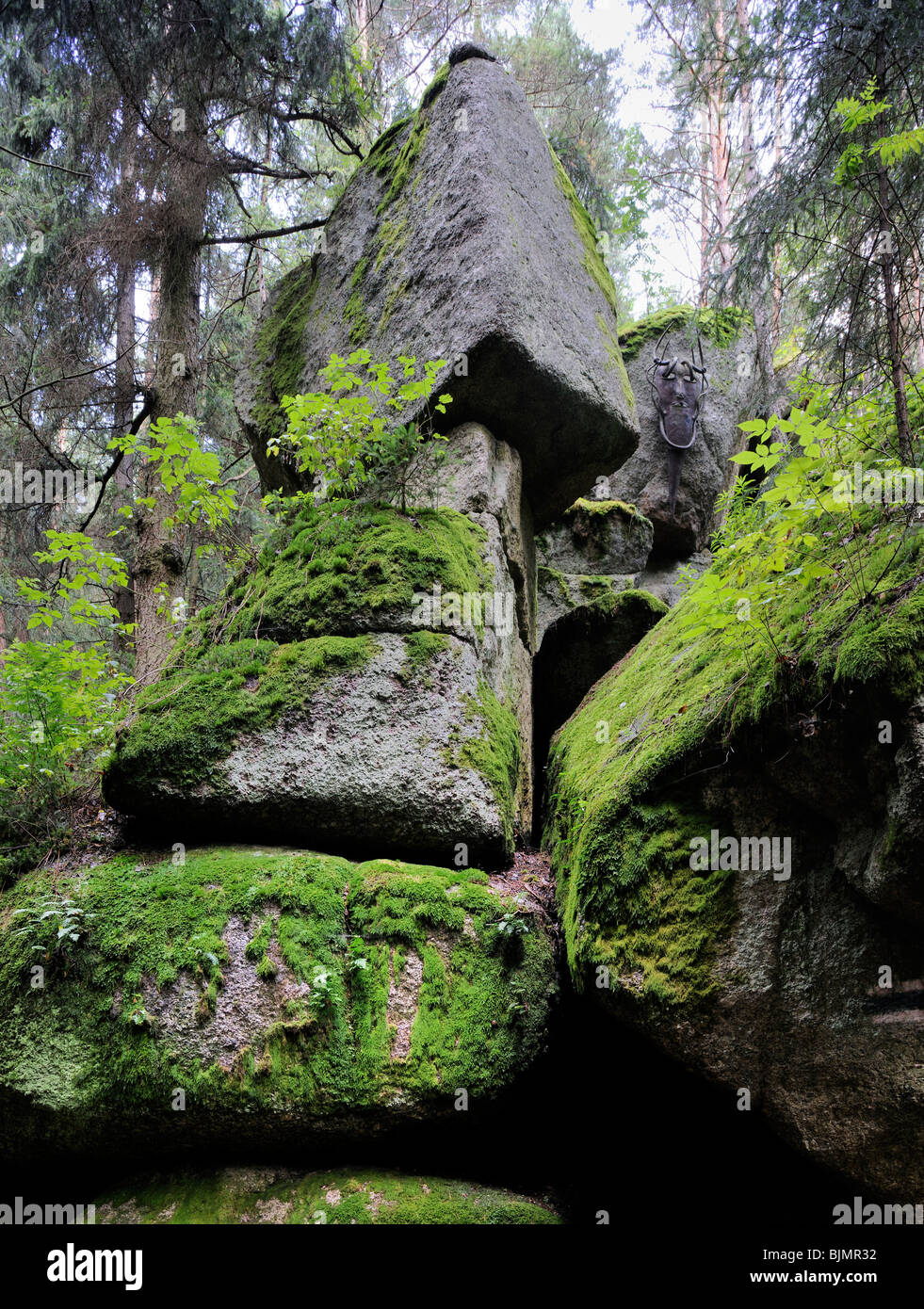 Rocking stone near the Klauskapelle, Gross Gerungs, Waldviertel region ...