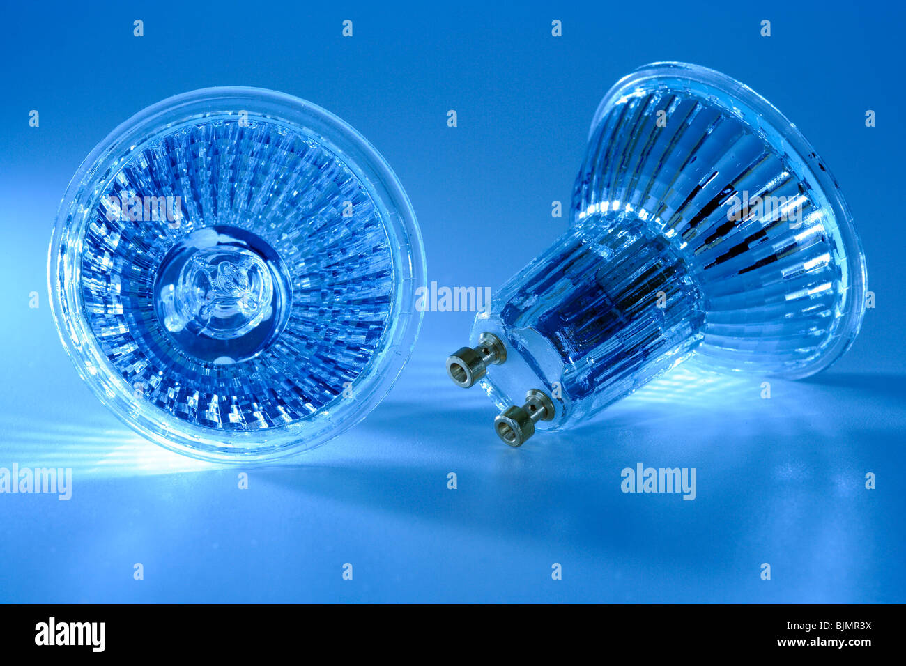 Two halogen reflector lamps Stock Photo