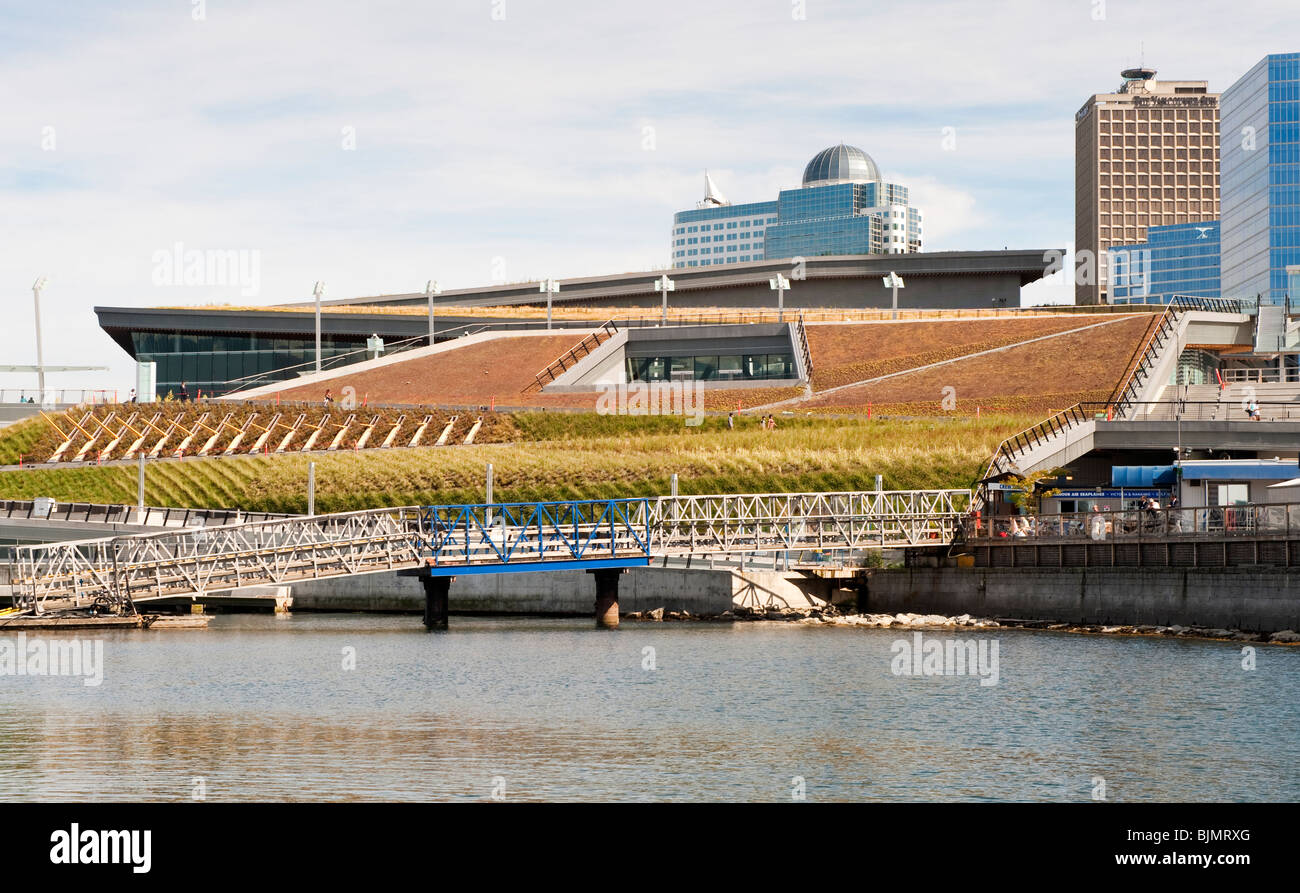 View of Vancouver Convention Centre from Coal Harbour, Vancouver, British Columbia Stock Photo