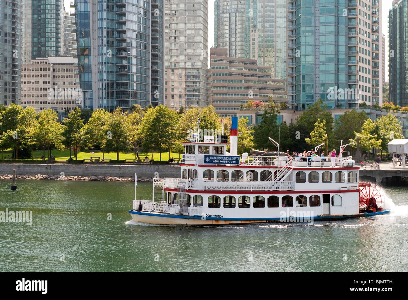 MPV Constitution, harbour tour paddle wheel boat, Coal Harbour, Vancouver, B.C., Canada Stock Photo