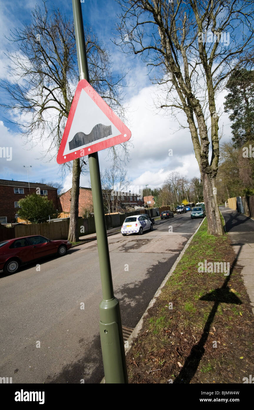 Bumpy road ahead sign, South London Stock Photo