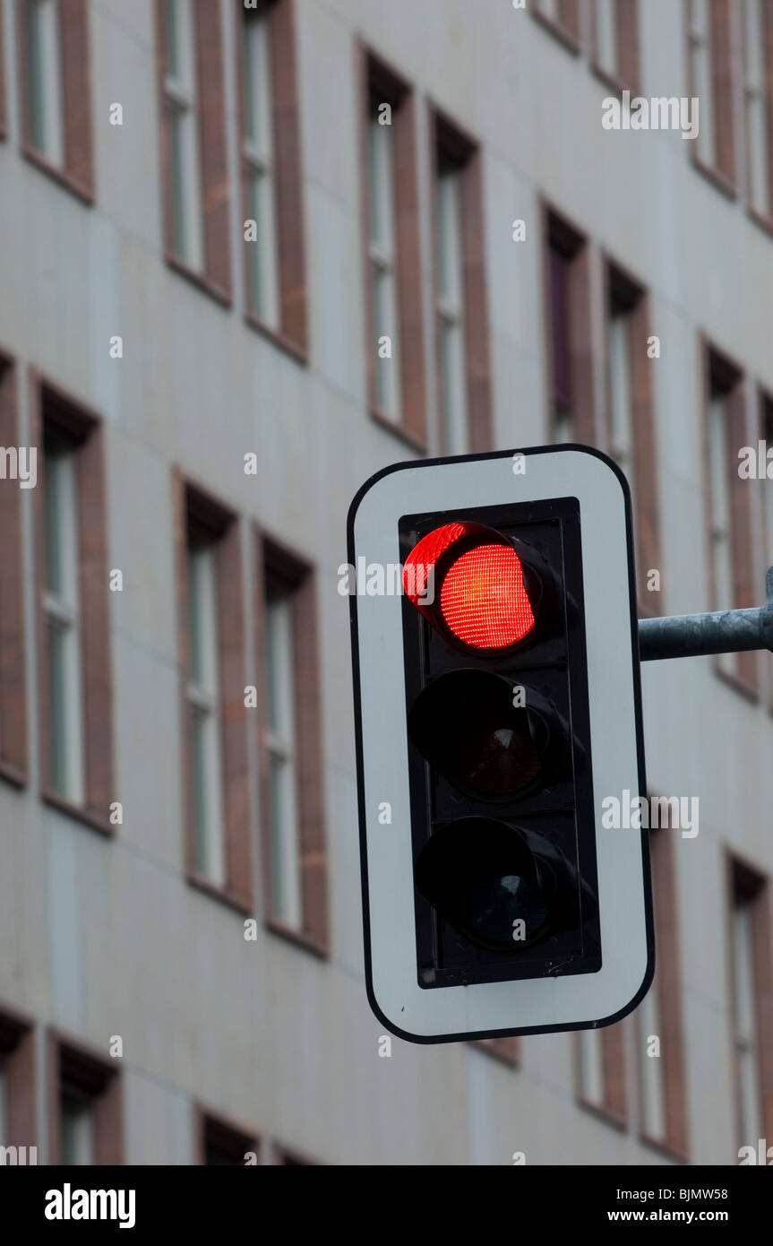 Red Traffic lights in Berlin city centre Germany Europe Stock Photo