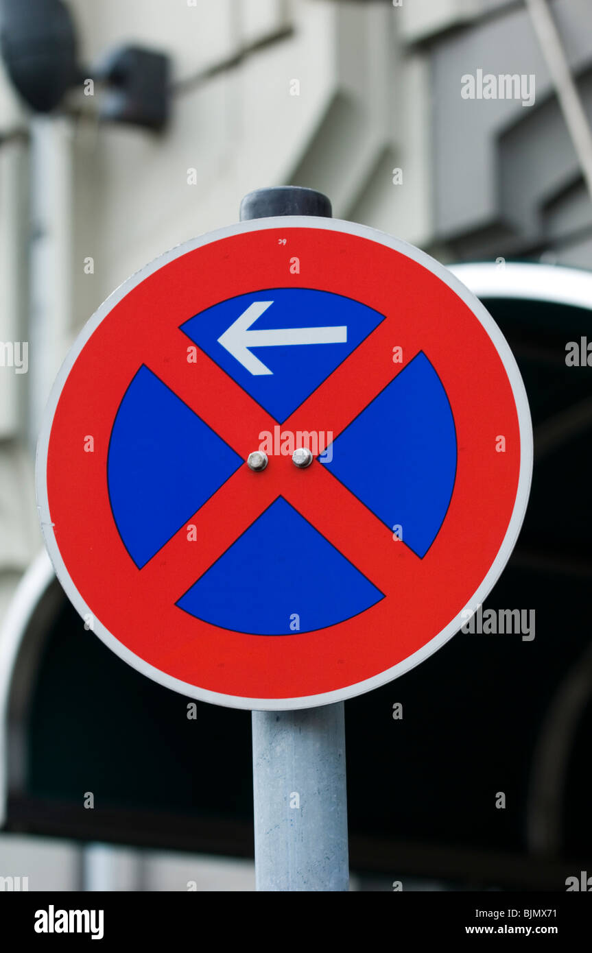 No stopping (start) This sign marks the beginning of a no stopping area Sign Berlin Germany Europe Stock Photo