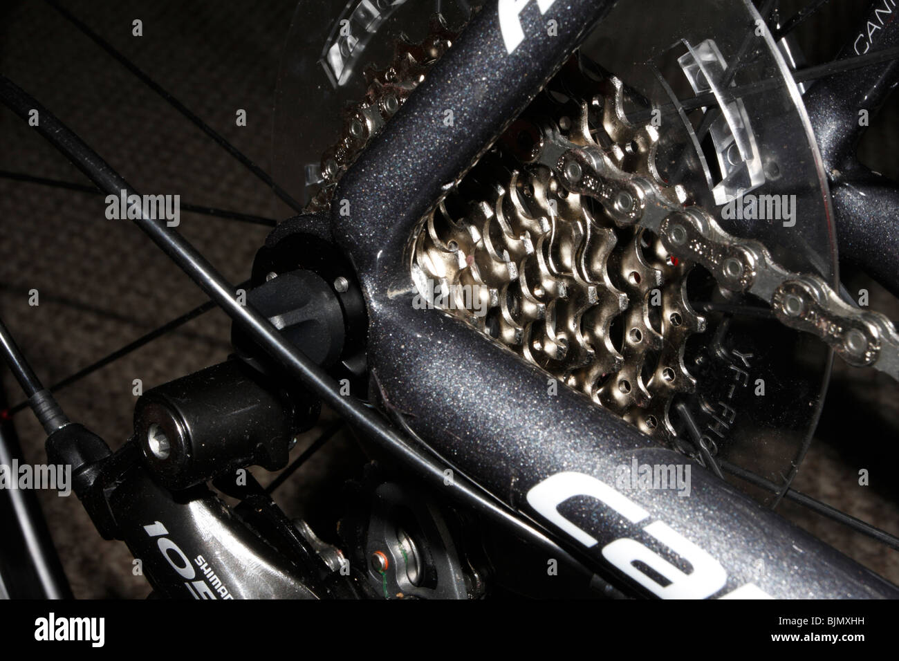Shimano WH-RS10 rear gear grouping, top. Stock Photo