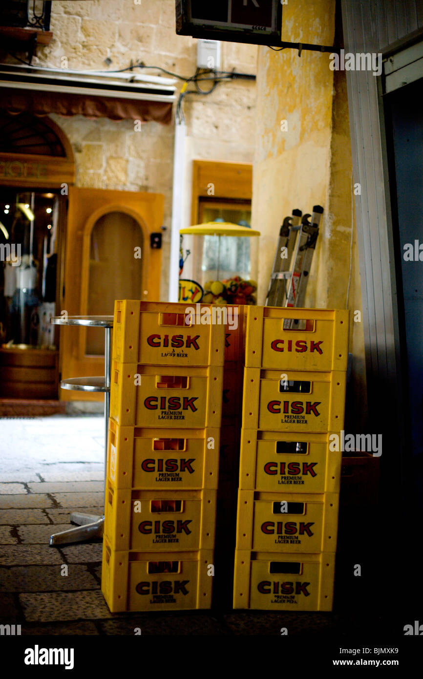 Crates of Cisk Beer in Malta Stock Photo