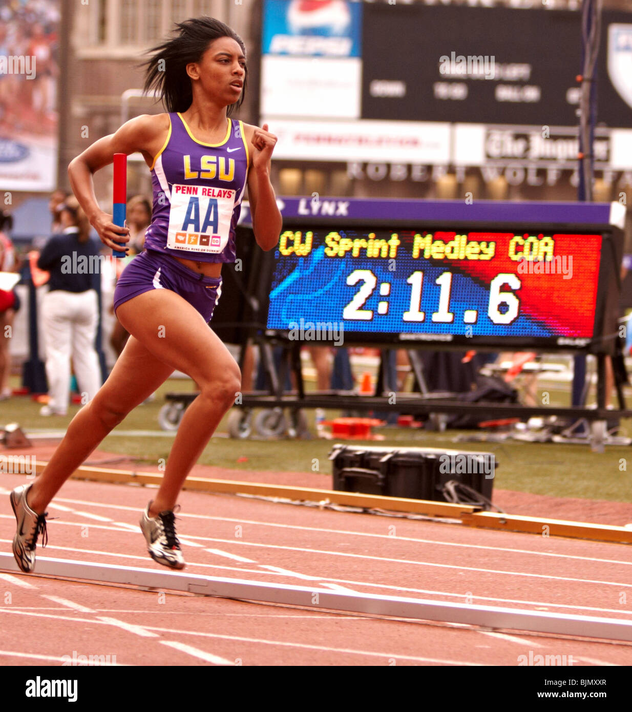 Latavia thomas of lsu lady tiger completing the third turn in the
