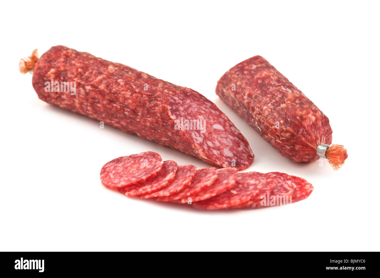 salami isolated on white Stock Photo