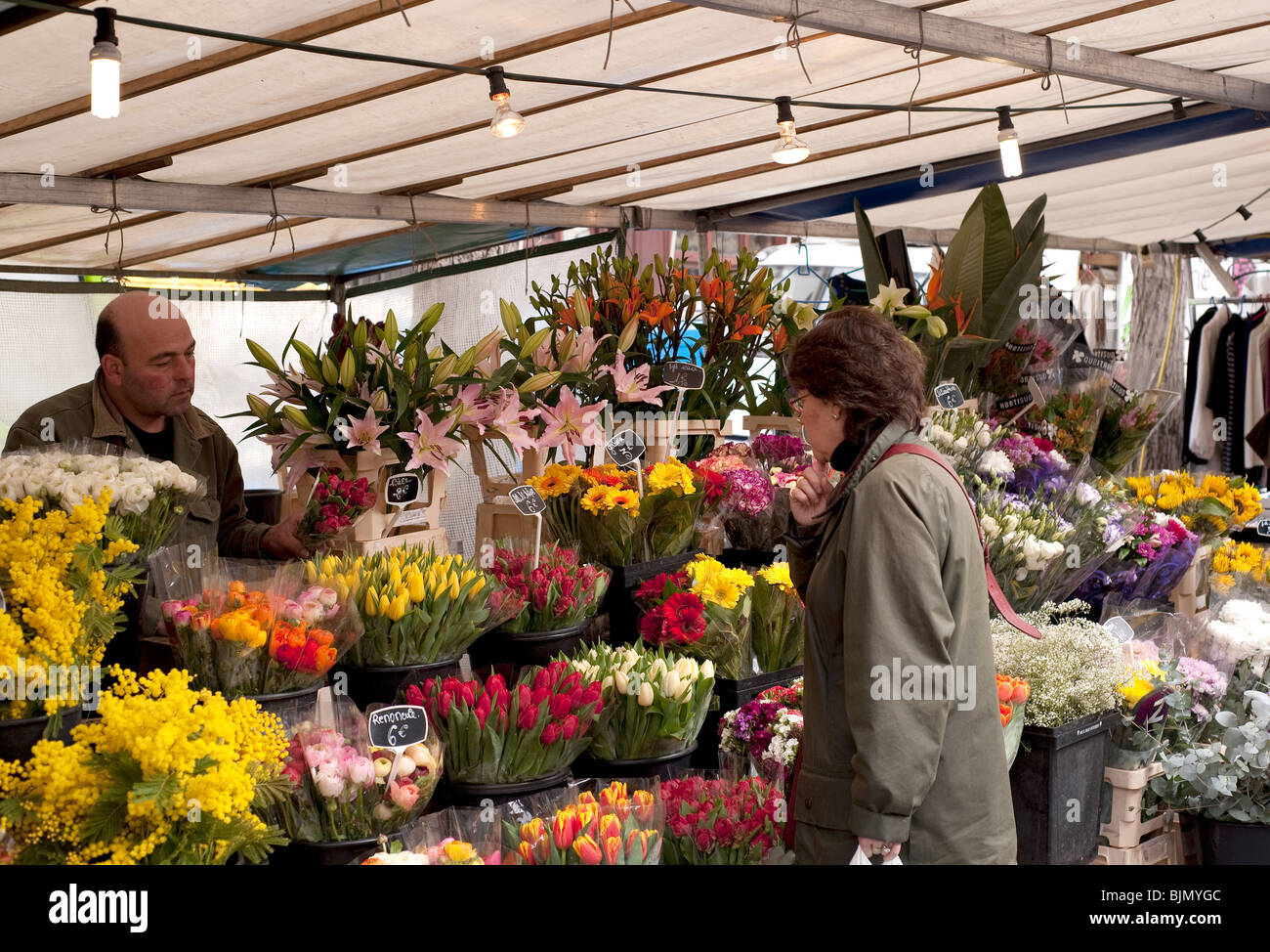 flower market in paris Stock Photo Alamy