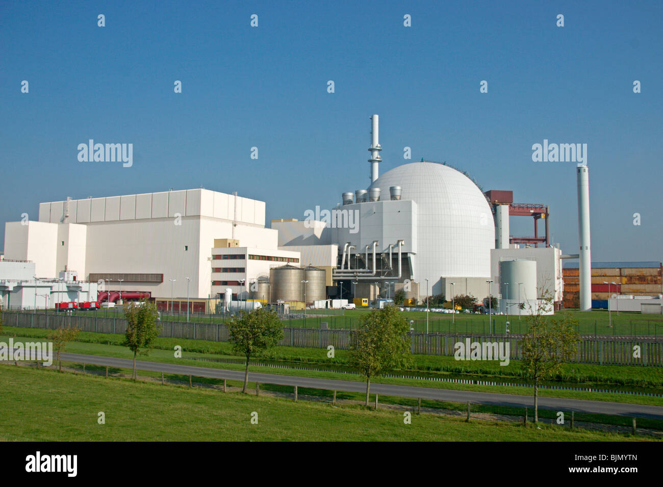 Nuclear power plant with blue sky Stock Photo
