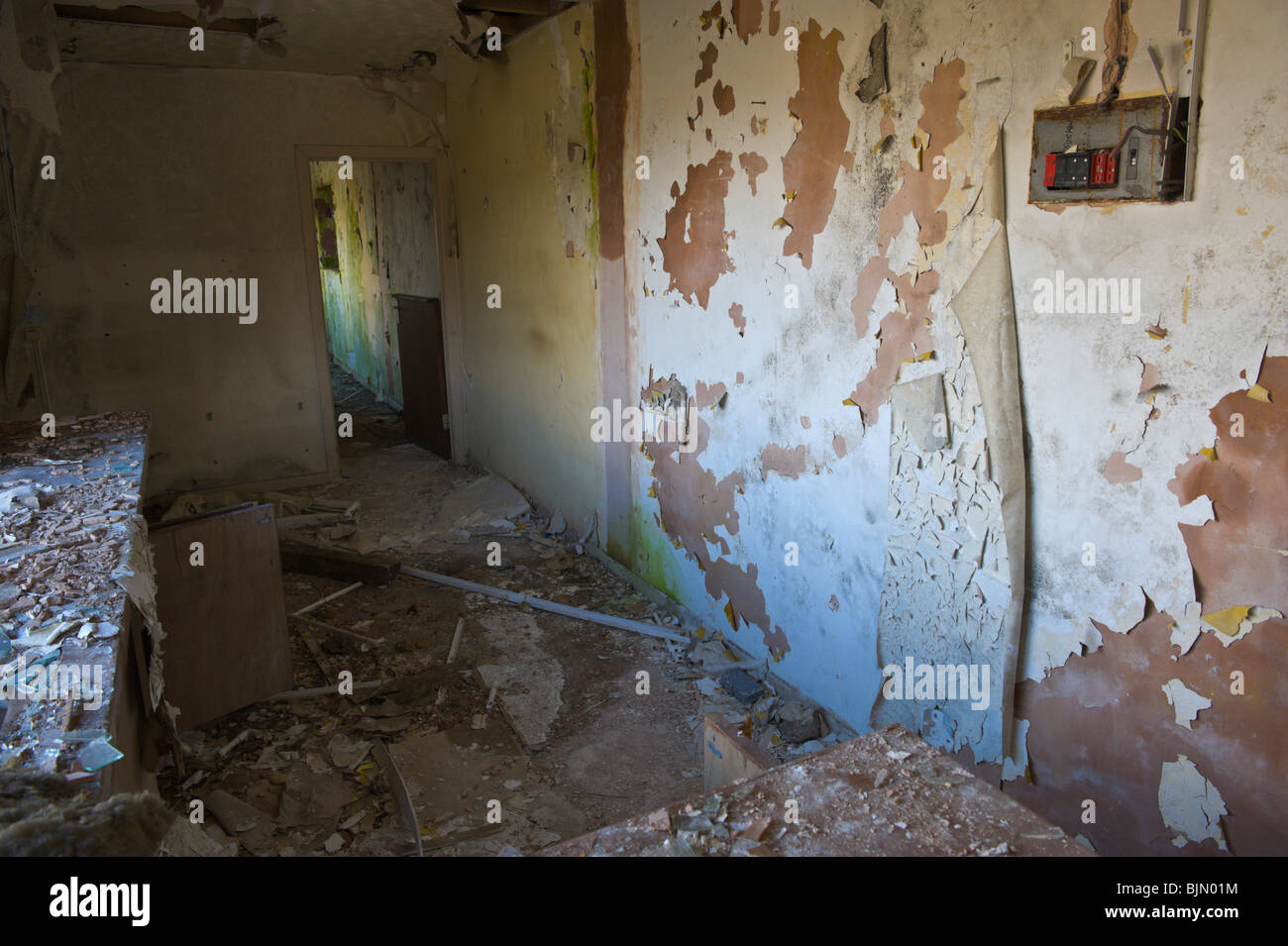 Derelict office building at former engineering factory near Talywain ...