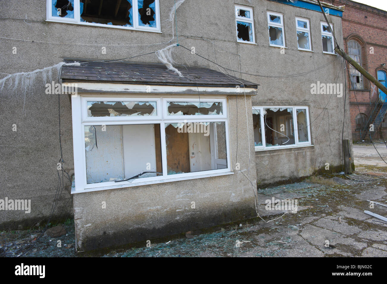 Derelict office building at former engineering factory near Talywain ...