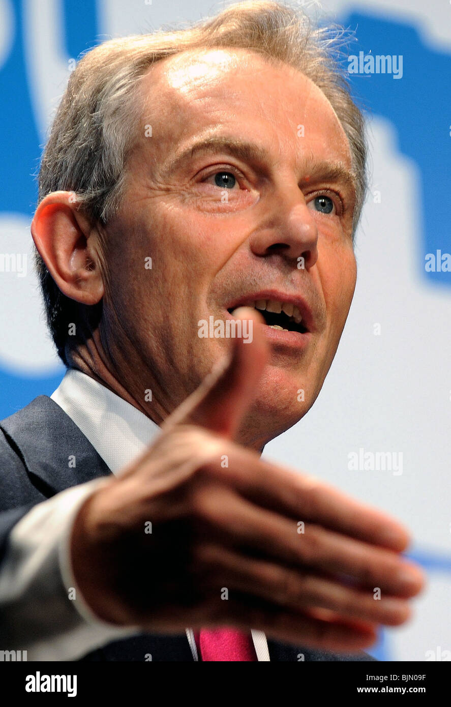 Former British prime minister Tony Blair speaks during presentation of