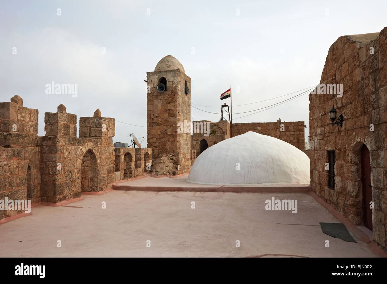 Syria Arwad island the fort roof and mosque domes Stock Photo