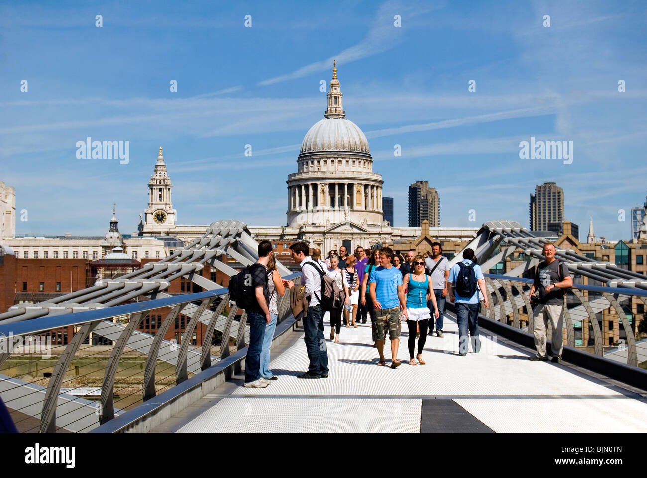 Millennium Bridge to St. Paul´s, pedestrian bridge Stock Photo