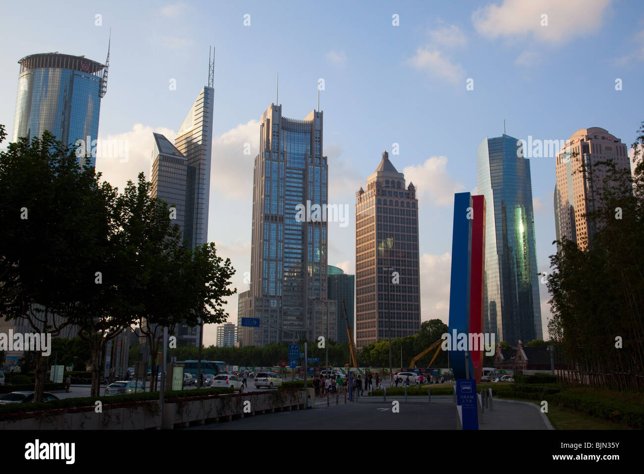 Pudong, Lujiazui financial district in Shanghai, China, Stock Photo