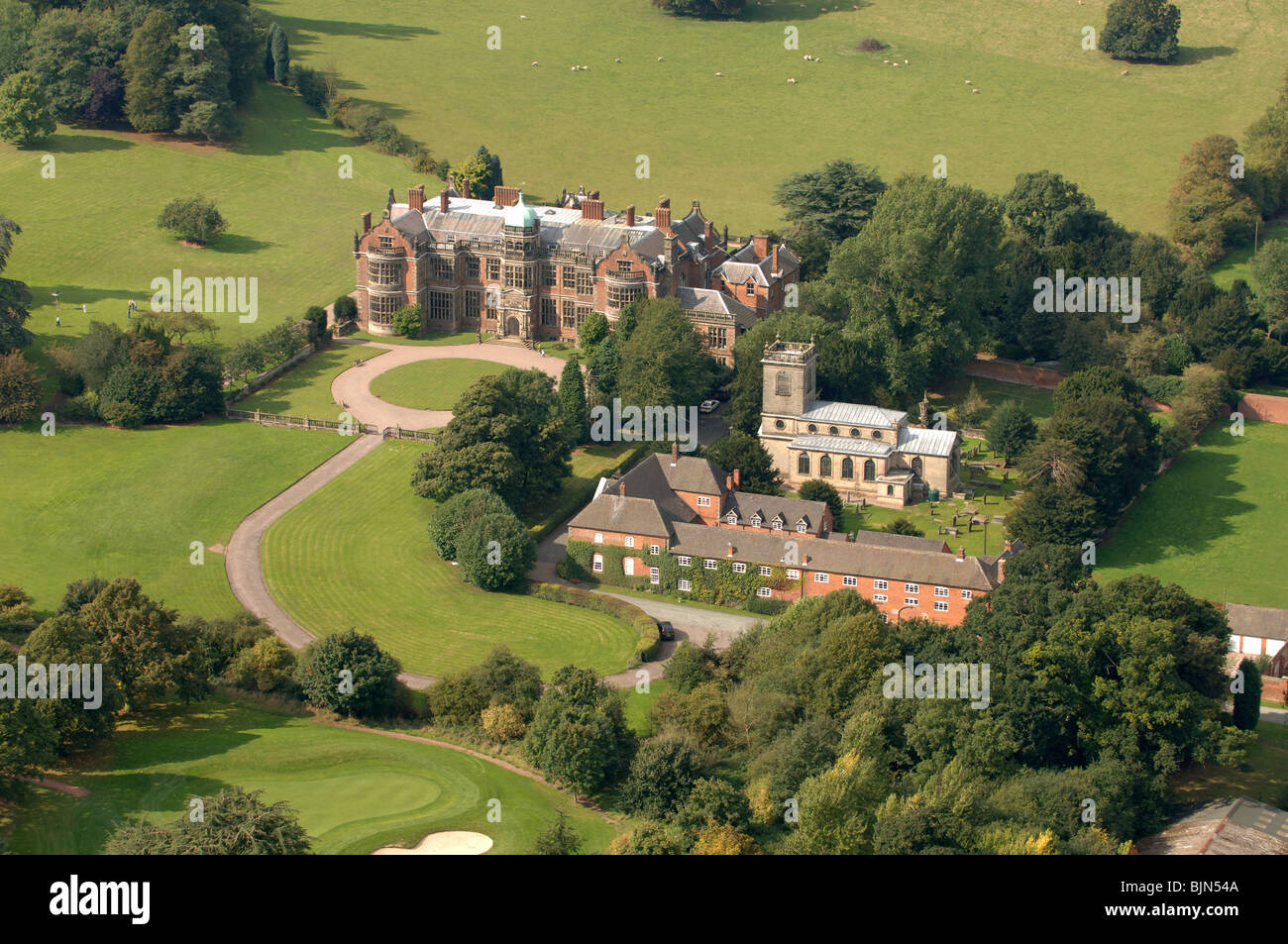An aerial view of Ingestre Hall near Stafford. Stock Photo