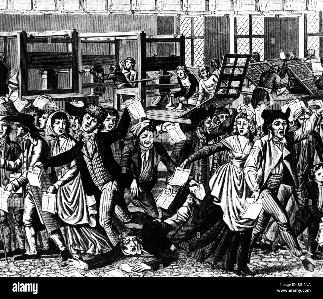 geography / travel, France, French Revolution 1789 - 1799, caricature, 'The Freedom of the Press', copper engraving, 1793,  news Stock Photo