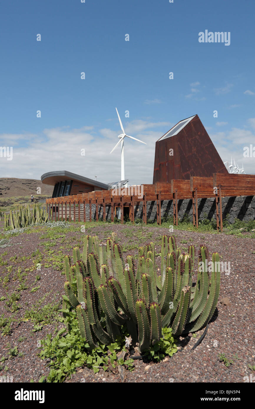 One of the houses at the newly inaugurated bioclimatic village at the Instituto Tecnológico y de Energías Renovables Stock Photo