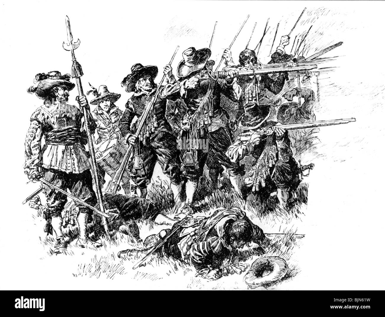 military, musketeers, Thirty Years War, 1618 - 1648, Artist's Copyright has not to be cleared Stock Photo
