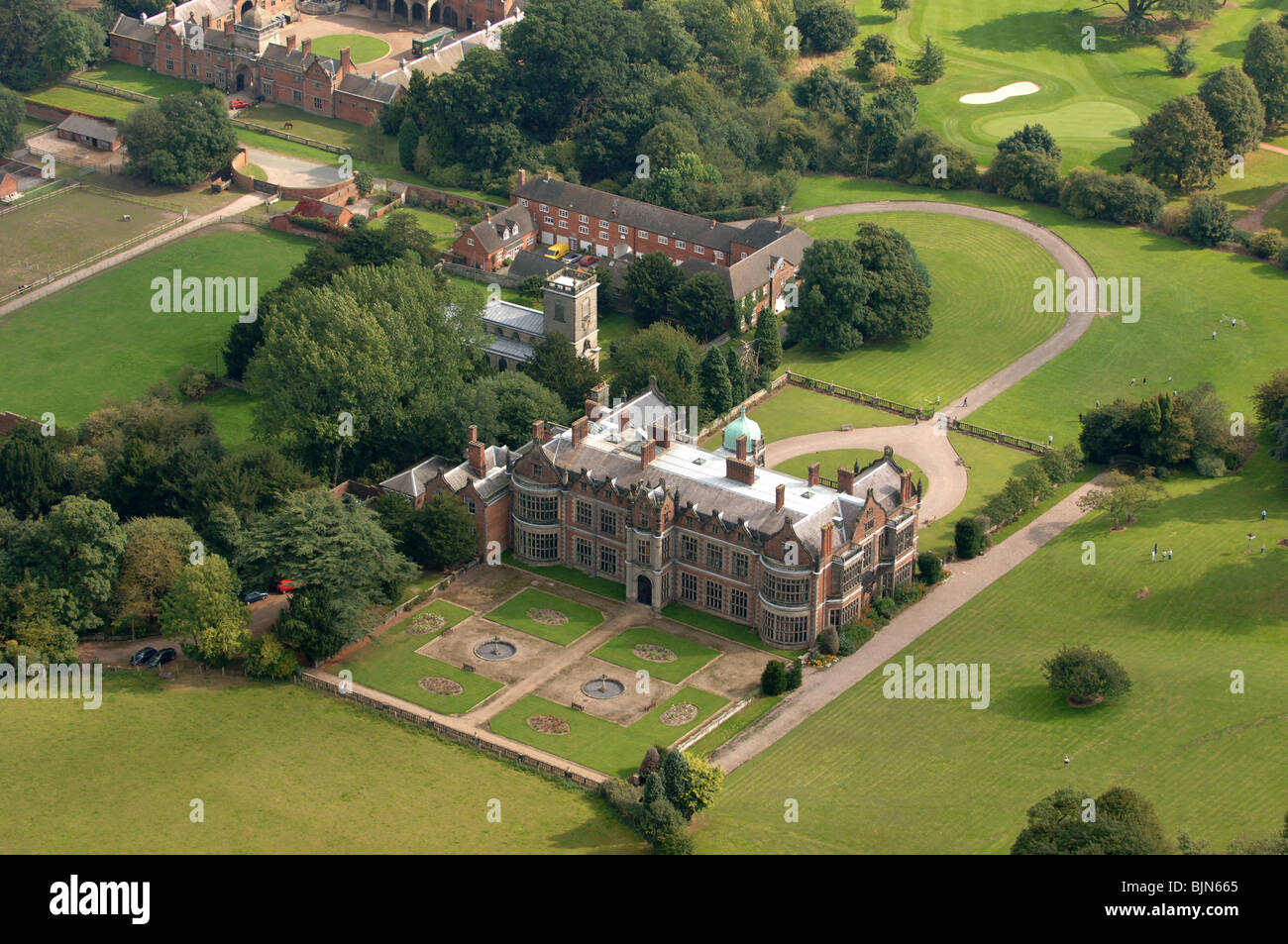 An aerial view of Ingestre Hall near Stafford Stock Photo