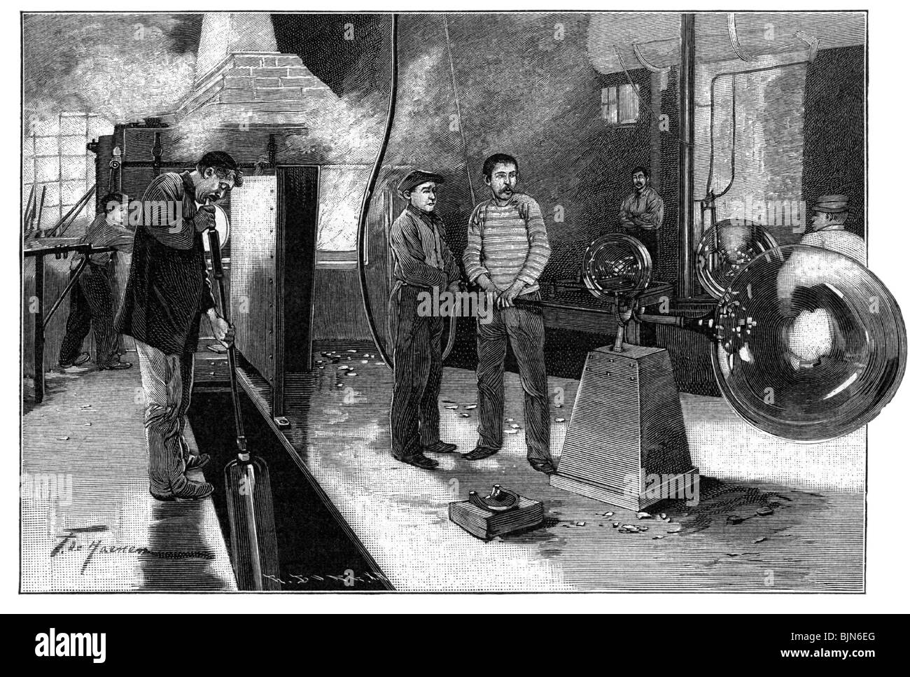 industry, glass factory, wood engraving, Germany, late 19th century