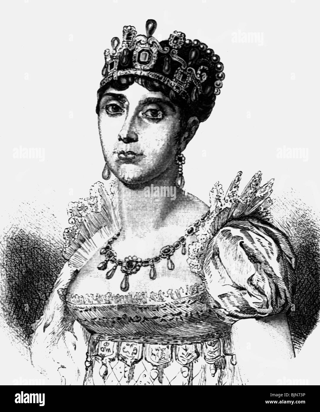 Beauharnais, Josephine de, 23.6.1763 - 29.5.1814, Empress of the French 2.12.1804 - 10.1.1810, portrait, wood engraving, 19th century, , Stock Photo