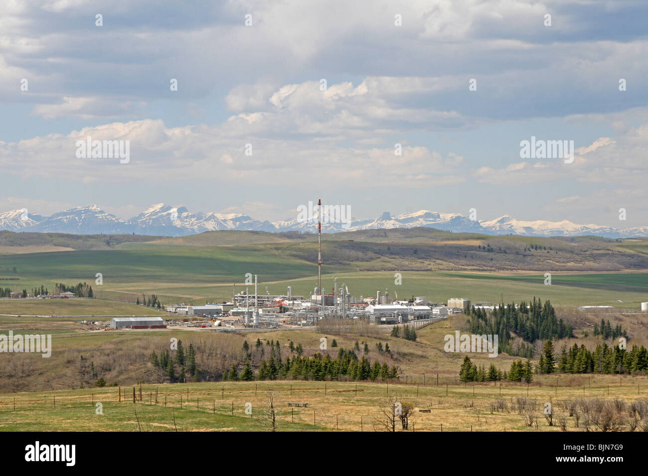 OIL and gas industry near the Canadian Rocky Mountains in Alberta