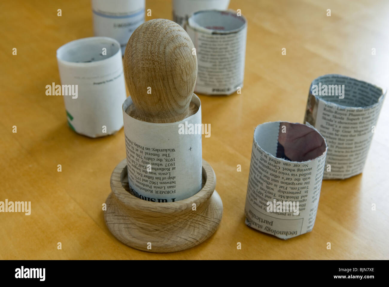 Eco plant pots, made from newspaper, which biodegrade when planted in