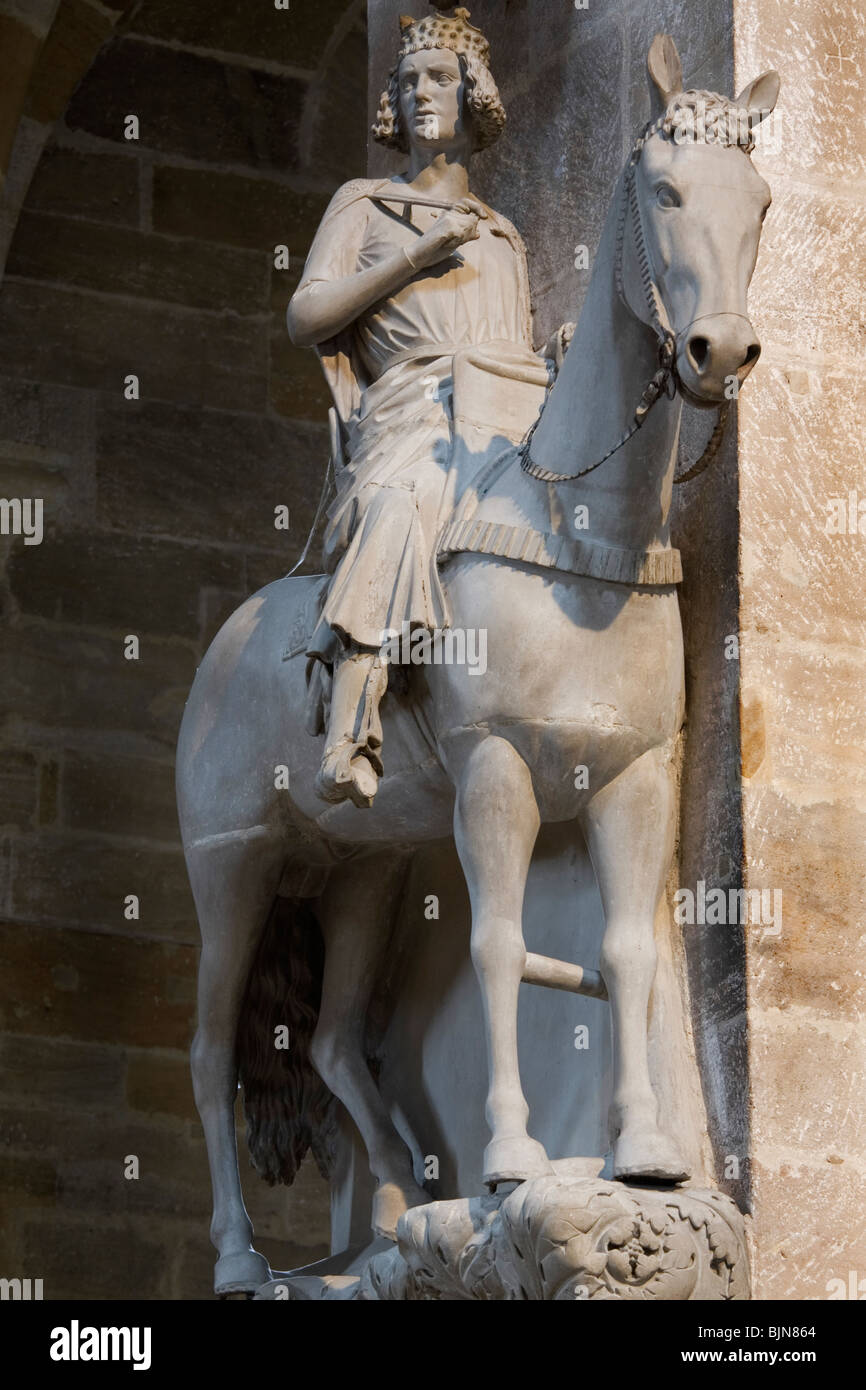 The Bamberg Horseman a medieval life size equestrian stone statue, Bamberg Cathedral, Bamberg, Bavaria, Germany Stock Photo