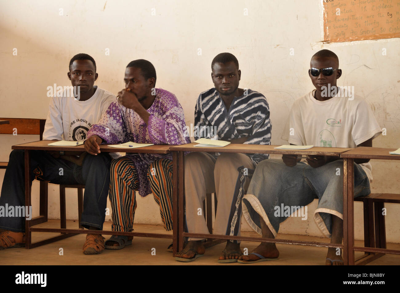 Men in a gender course in The Gambia Stock Photo