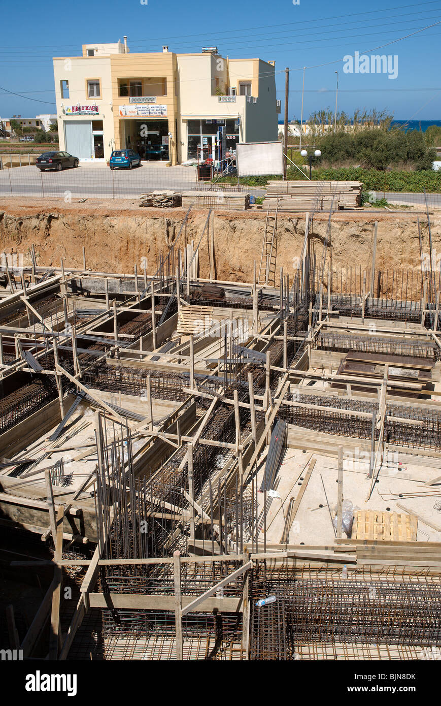 New building concrete foundations Stock Photo Alamy